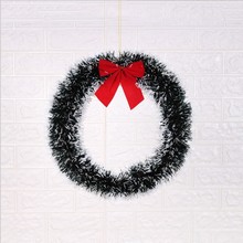跨境聖誕節裝飾用品鐵絲蝴蝶結花環毛條掛件 節日彩條藤條吊頂