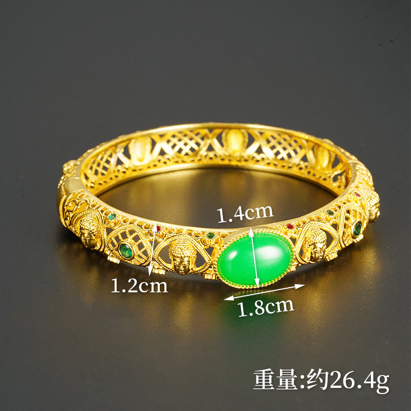 Antiguo oro vietnamita pulsera hueca de jade de oro de arena mujer estilo palacio estilo retrógrado temperamento rico Yiwu accesorios al por mayor
