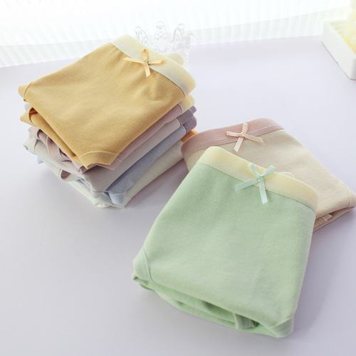 Japanese macaron color simple solid color underwear women's mid-waist hip breathable pure cotton crotch student briefs