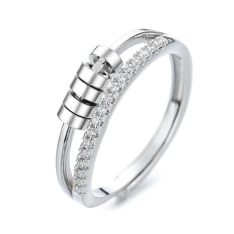 Europeo y americano transfronterizo caliente de cinco anillos de circón anillo giratorio Hipster hip hop personalidad giratoria anillo redondo anillo