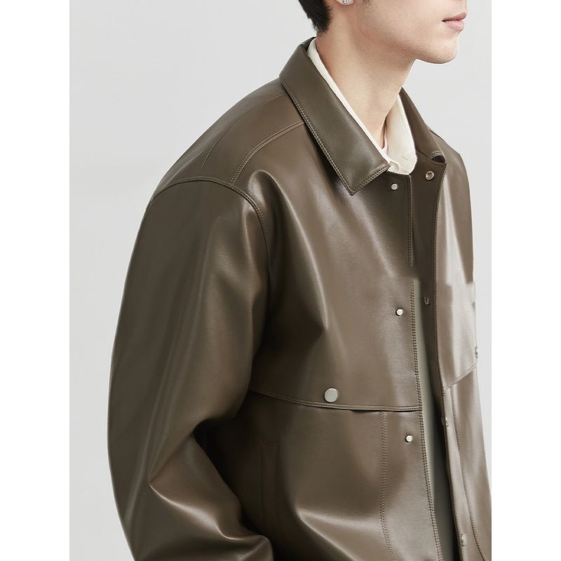 皮衣2024秋の新型高級pu皮ジャケットショート機関車カジュアル上着ファッションコート男性