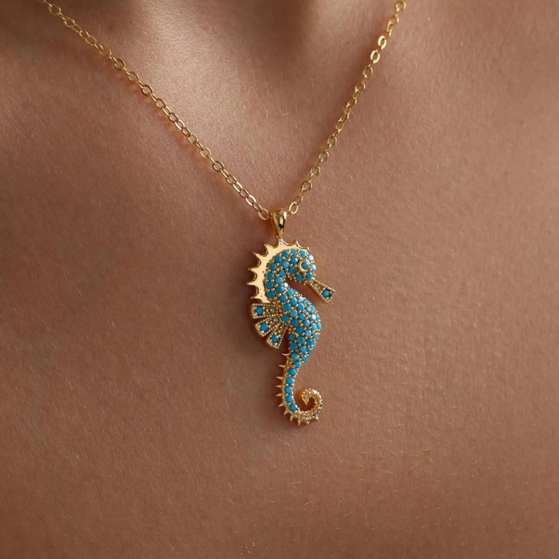 Modern blue trend creative necklace stainless steel