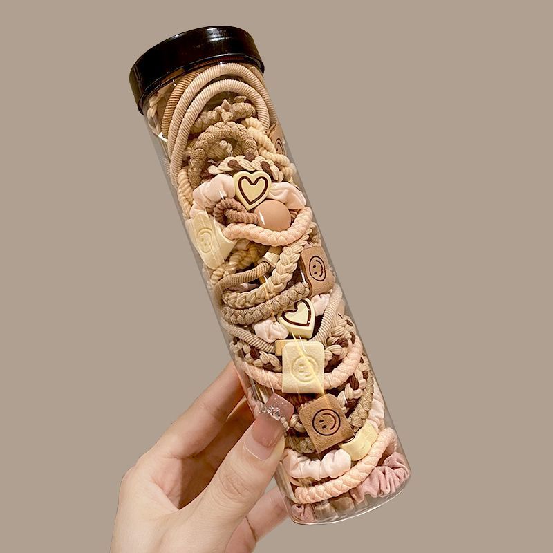 Alta elasticidad y durabilidad como correa de goma para mujeres, color curry simple, cuerda de cabello de cola de caballo alta, anillo de cabello sin heridas de alta calidad