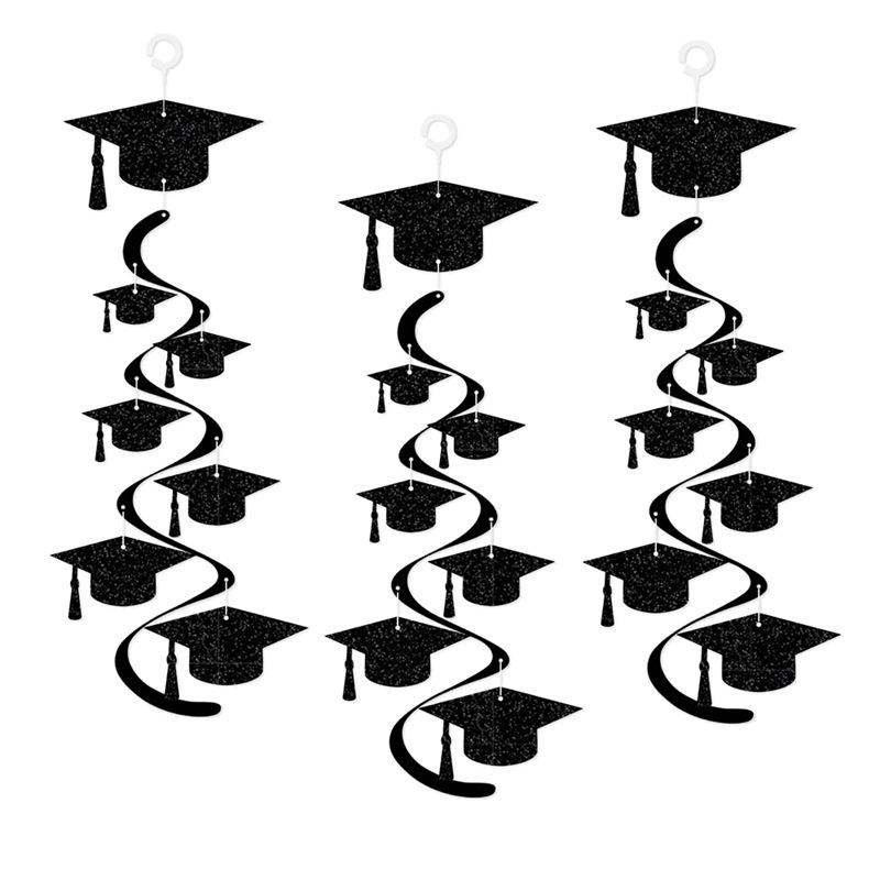 Nueva decoración de la fiesta de graduación campana de viento espiral colgantes de grados sombrero espiral colgante accesorios de decoración de graduación