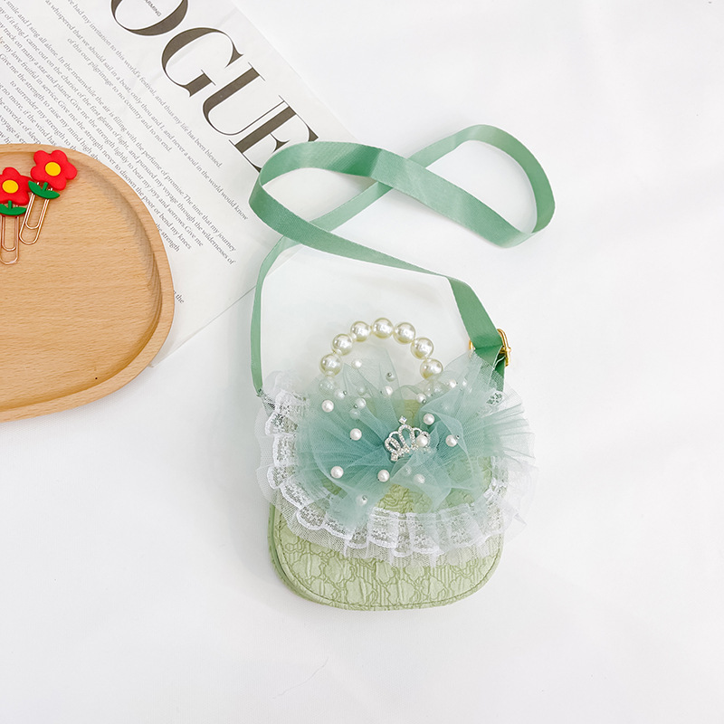 2022 nuevo bolso de los niños lindos niñas de moda occidental princesa mini bolso de hombro de encaje bolso de la perla