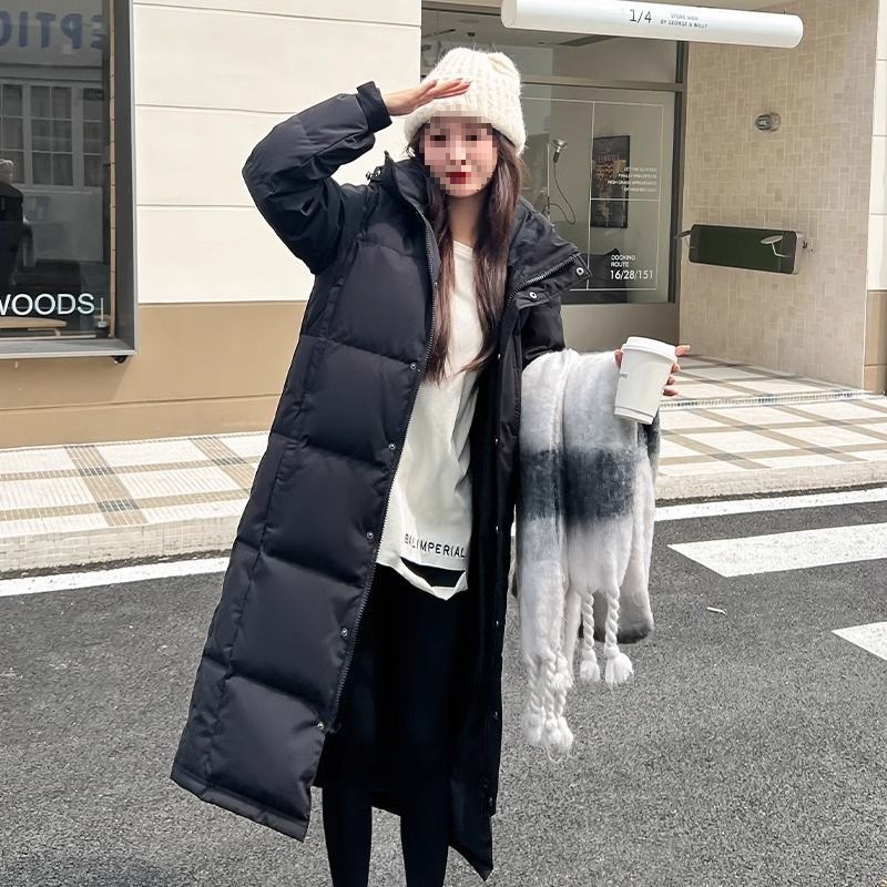 中戏北电艺考羽绒服男款白鸭绒大码宽松超长款外套情侣过膝