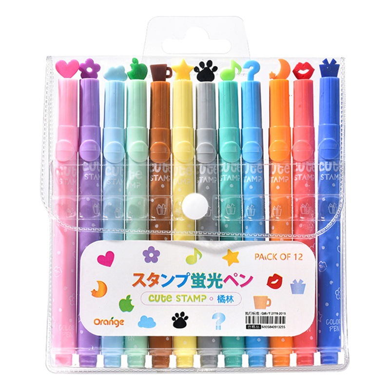 Naranja naranja Corea del Sur creativo jalea de una sola cabeza sello pluma estudiante suministros graffiti exótico fluorescente rotulador