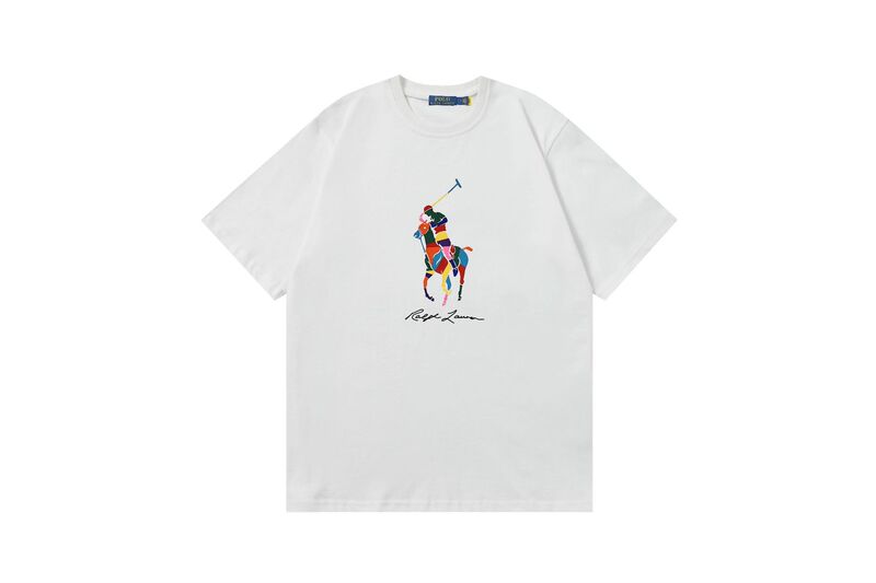 クロスボーダー 25ssRL Laff's 高品質刺繍ロゴ ルーズコットン 半袖 メンズ レディース おしゃれで万能なTシャツ|undefined