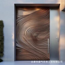 偏轴门原木色入户门工艺别墅门现代风格源头工厂跨境外贸大门