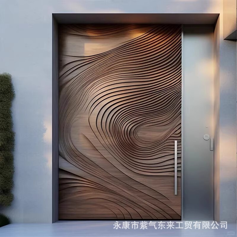 Asymmetrical Wooden Entry Door, Natural Wood Color, Craftsmanship Villa Door, Modern Style, Source Factory, Cross-Border Foreign Trade Door Asymmetrical Wooden Entry Door, Natural Wood Color, Craftsmanship Villa Door, Modern Style, Source Factory, Cross-Border Foreign Trade Door