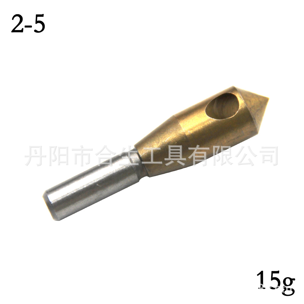 Fábrica al por mayor de 4 piezas de acero de alta velocidad Chapado en titanio agujero oblicuo Dispositivo de biselado eliminación interna de virutas biselado desbarbado traje de perforación