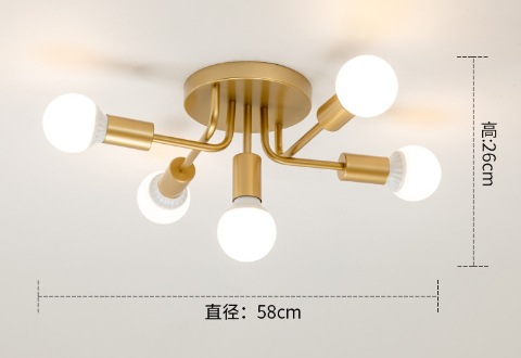Lámpara de techo de dormitorio nórdica moderna y minimalista lámpara de sala de estar creativa araña de hierro forjado rama de lámpara al por mayor
