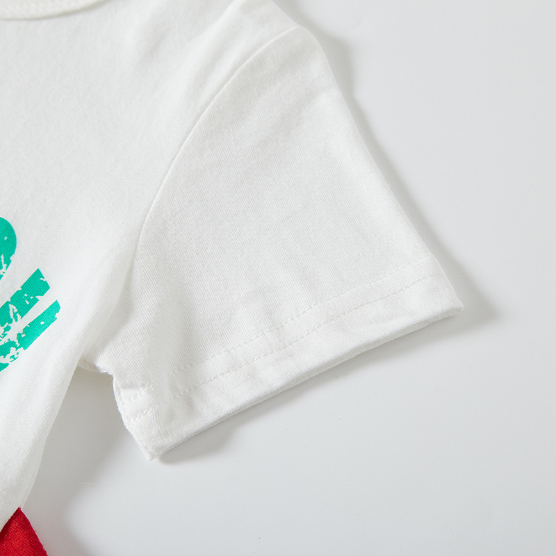 2024 nueva ropa para niños Camiseta de manga corta para niños de verano de algodón de media manga para niños ropa de verano dinosaurio tridimensional entrega de una pieza