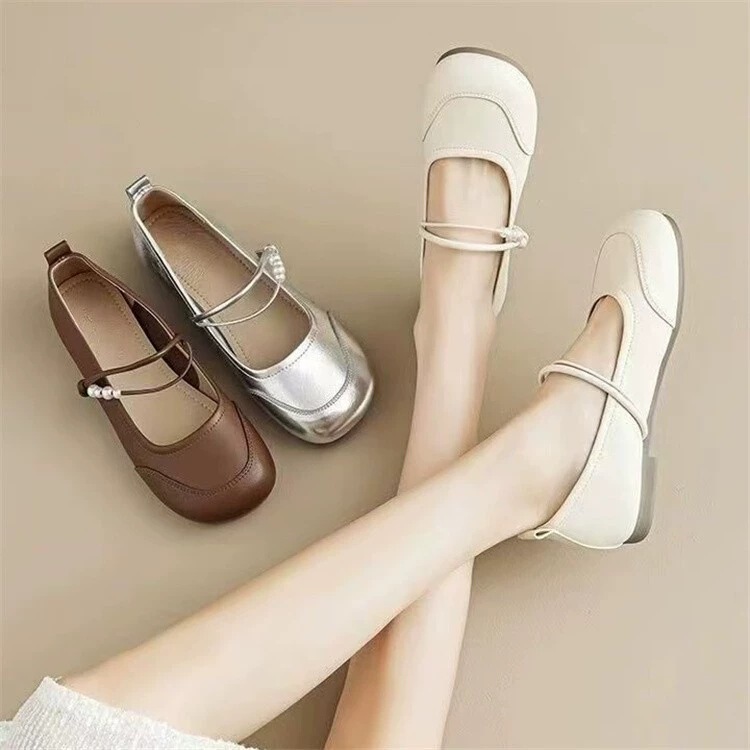 2026 Spring New Fashion Shallow-Neck Flat Shoes for Women, Soft Sole Fairy Shoes to Pair with Skirts, Casual Mary Jane Shoes