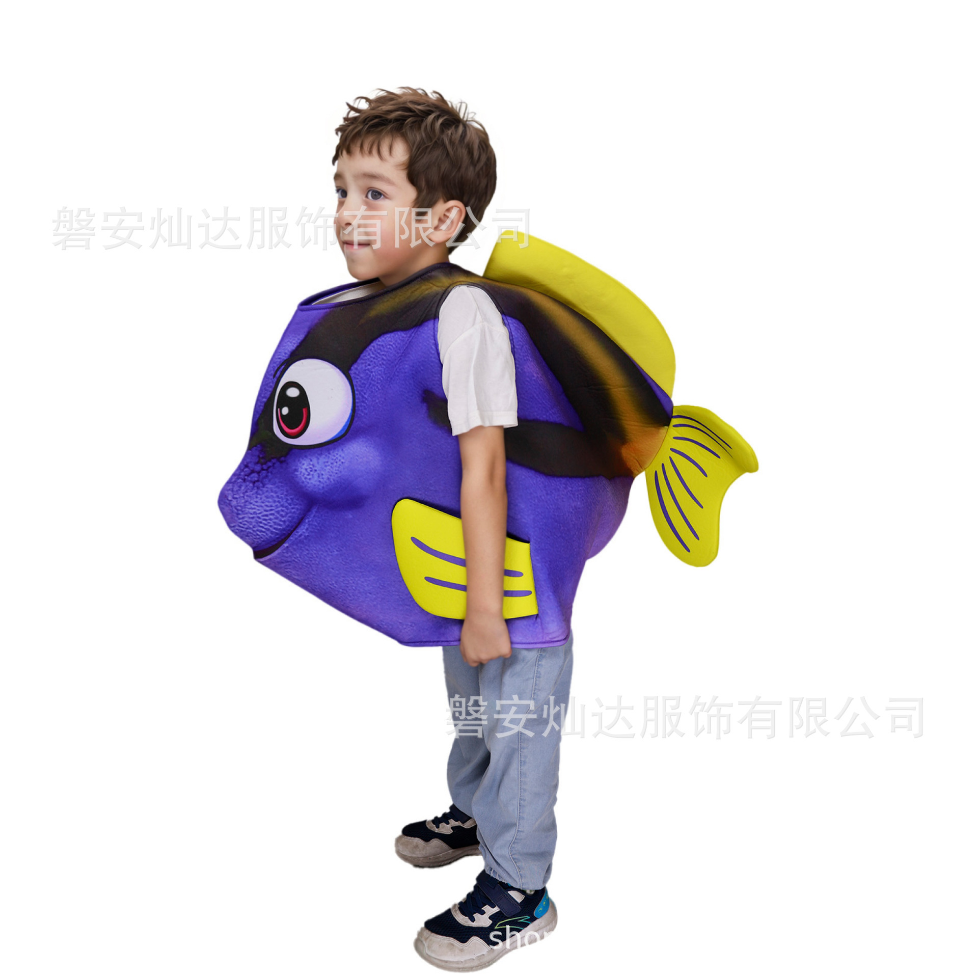 Halloween Kidsren's Funny Digital Printing Sponge Purple Fish Costume Stage Performance Costume Clown Fish Animation Elements