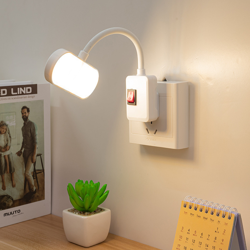 Base de lámpara de manguera metálica universal enchufable directa cabezal de cama de dormitorio lámpara de noche con base de lámpara de interruptor enchufable