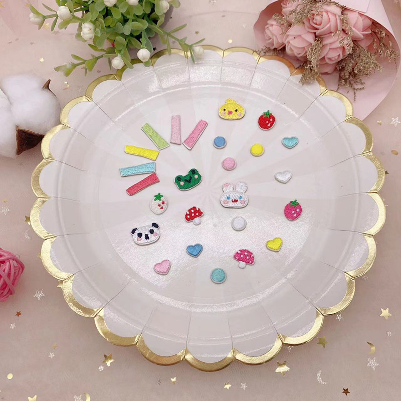 建连卡通小号动物刺绣布贴蘑菇羽绒服补丁贴包包装饰草莓爱心绣花