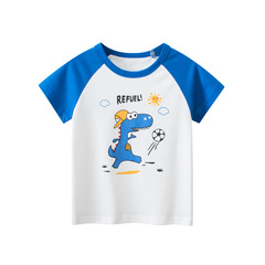 27kids Cartoon Dinosaur Children's Short-Sleeve T-Shirt 2024 Summer New Arrival Wholesale Korean Children's Apparel Boy's Clothing
