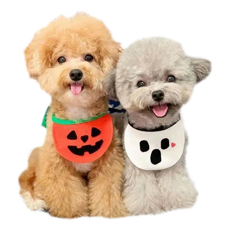 Perro gato saliva toalla babero delantal calabaza fantasma festival gato Navidad suministros para mascotas ropa decoración suministros para perros