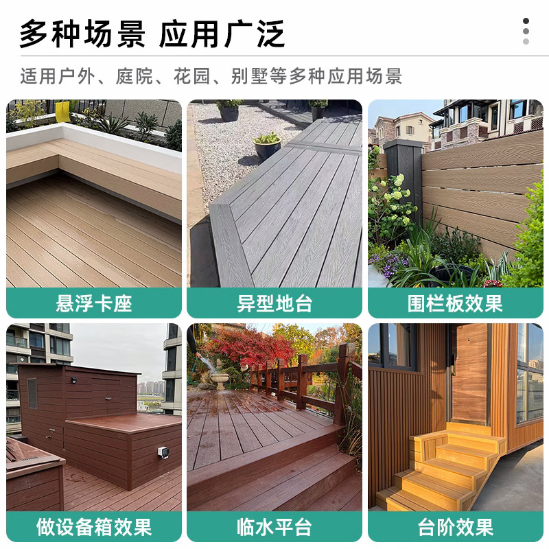 塑木圆孔拉丝户外WPC木塑地板花园阳台防腐木庭院公园地板现货