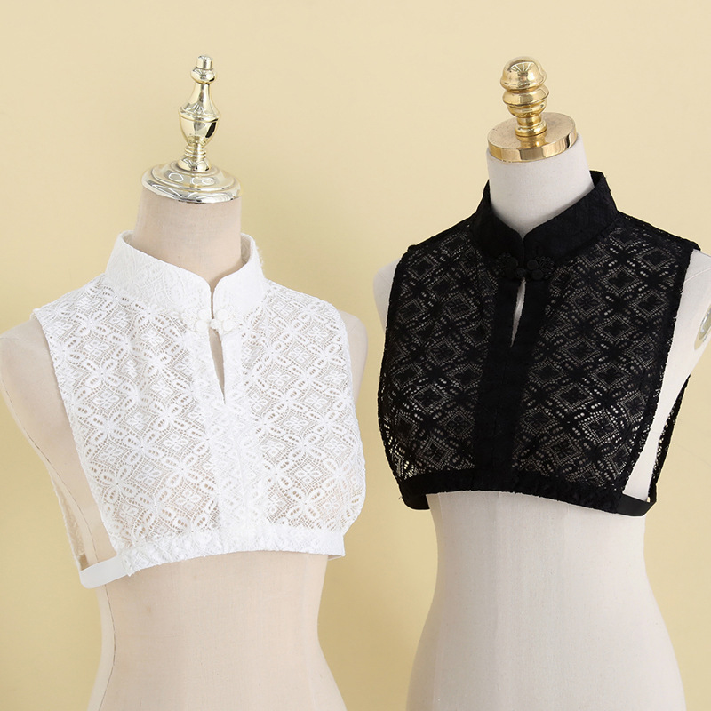 White lace all-match fake collar women's sweater Tang suit fashion Hollow shirt bottoming decorative fake collar White lace all-match fake collar women's sweater Tang suit fashion Hollow shirt bottoming decorative fake collar