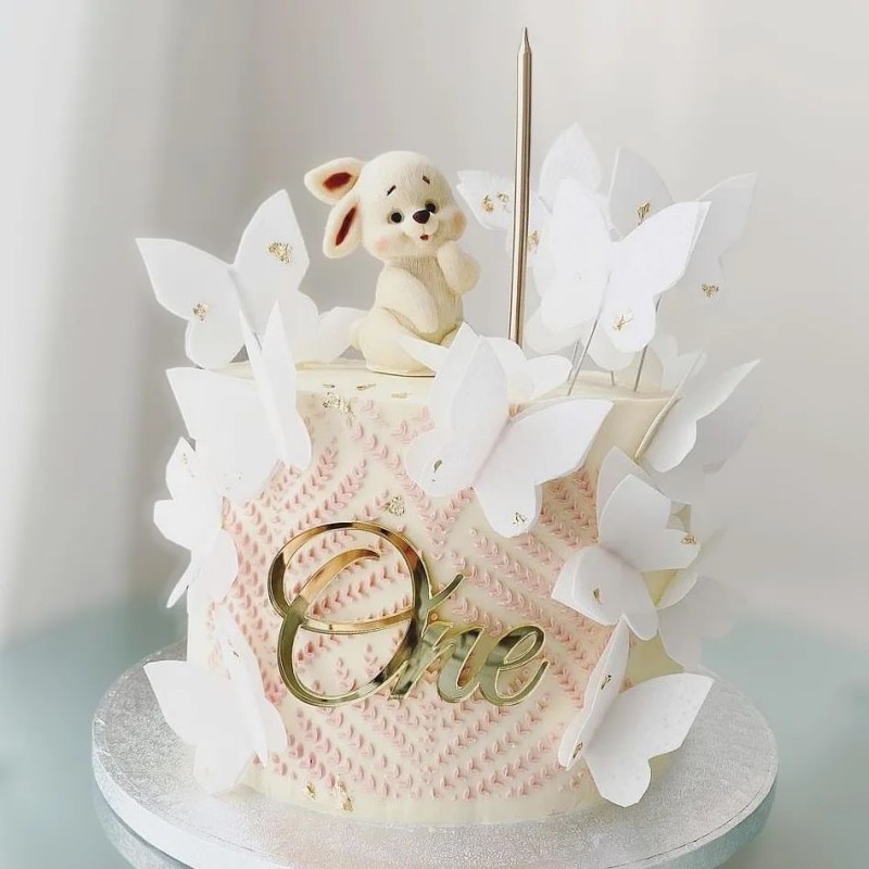 Pastel de cumpleaños del bebé estilo ins transfronterizo, decoración de acrílico lateral, decoración de pastel de acrílico de un año
