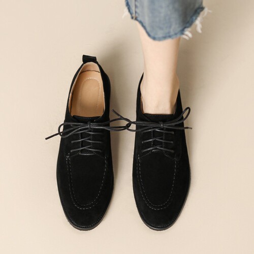 Retro style~ tie-dye matte round-toe women's new single shoes, chunky heels, college-style loafers with 3cm heels