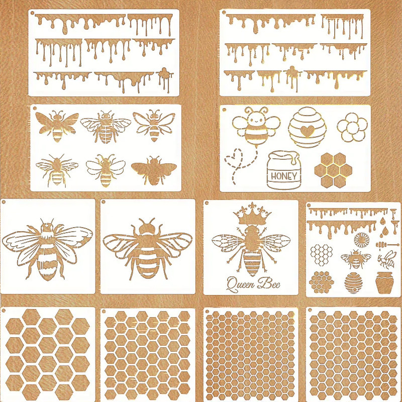 12pcs 꿀벌 벌집 그림 템플릿