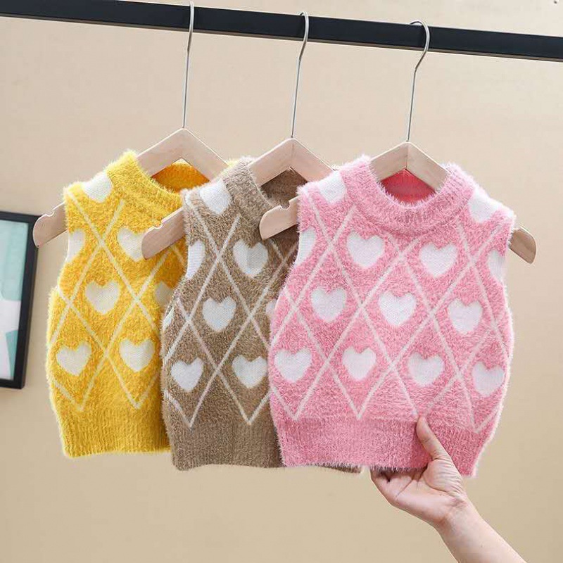 男女儿童春秋新款韩版小宝宝圆领马甲仿水貂绒坎肩小孩背心代发|ru