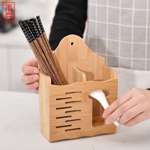 Amazon Kitchen Tableware Chopstick Basket Restaurant Chopstick Tube Chopstick Spoon Storage Box Bamboo Household Drain Chopstick Cage Wholesale