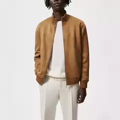 Foreign Trade Single Men's Casual Suede Jacket with Vertical Collar