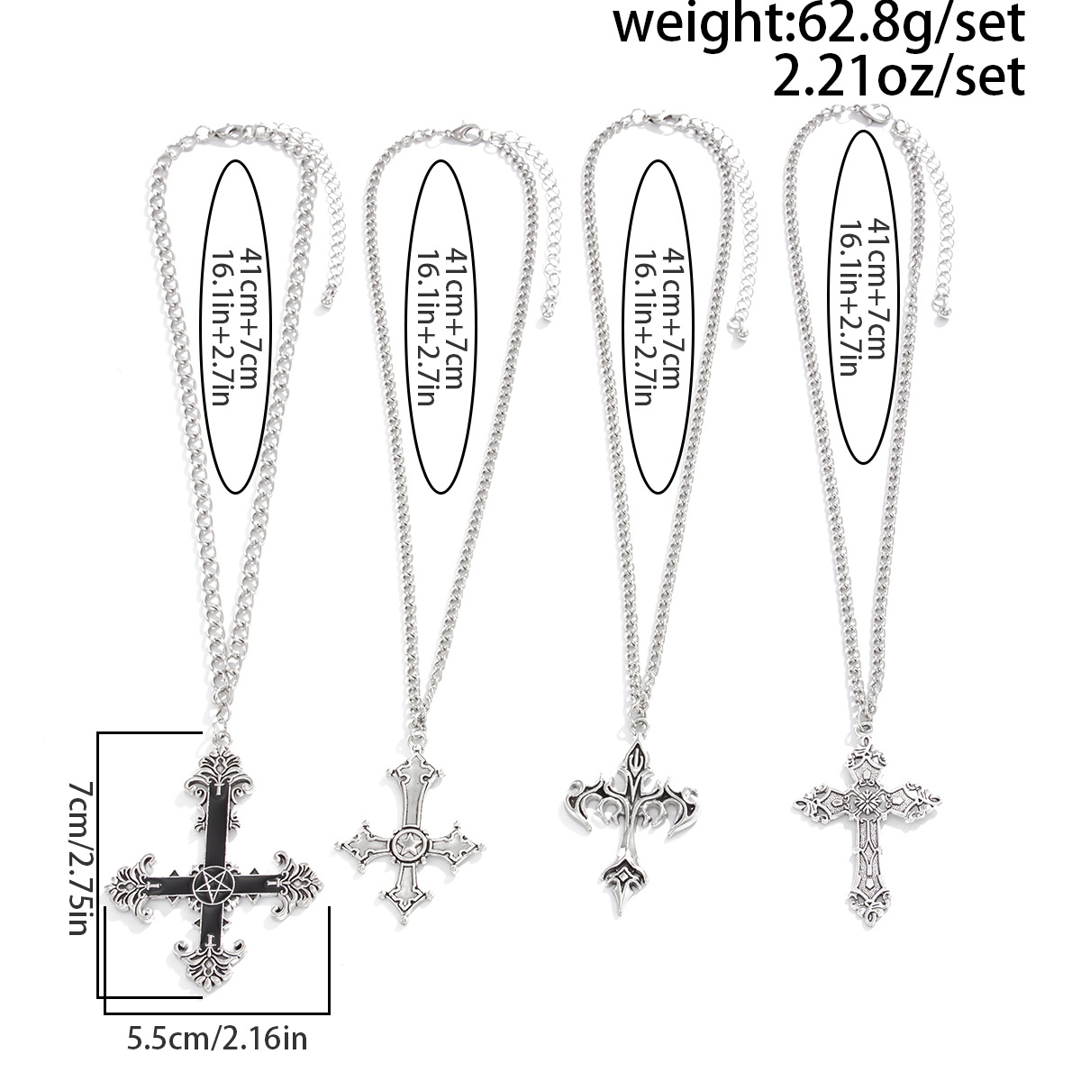 54g Weight Iron Pendant Material Layered Necklaces Classification Iron Chain Material 1 Piece Quantity Weekend Occasion Iron, Zinc alloy Material Cross Pattern Women's Gender Simple Style, Classic Style Style Dark Punk Cross Pendant Necklace Set For Women Exaggerated Stacking Cool Sweet Clavicle Chain Jewelry Geometric Pattern Alloy Zinc 14