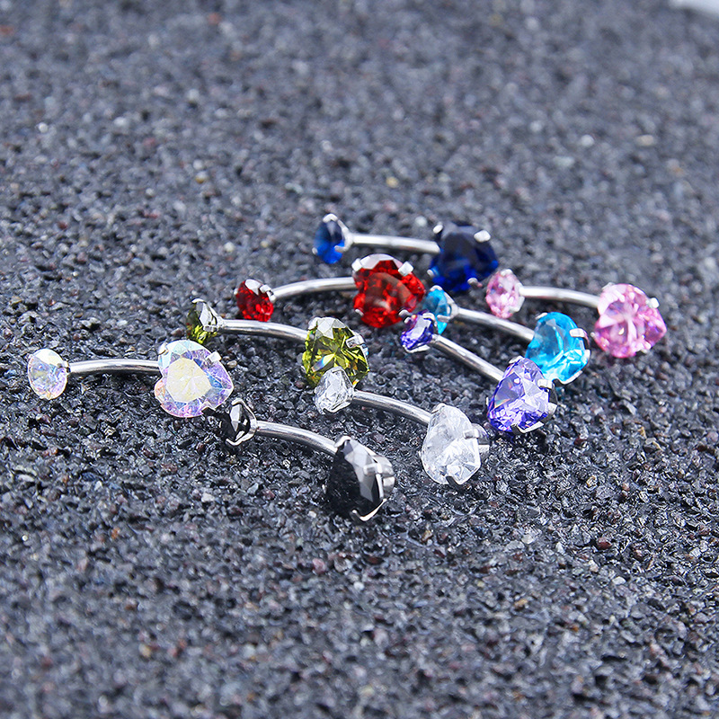 Fashion Heart Shape Stainless Steel Inlaid Zircon Belly Ring 1 Piece display picture 1