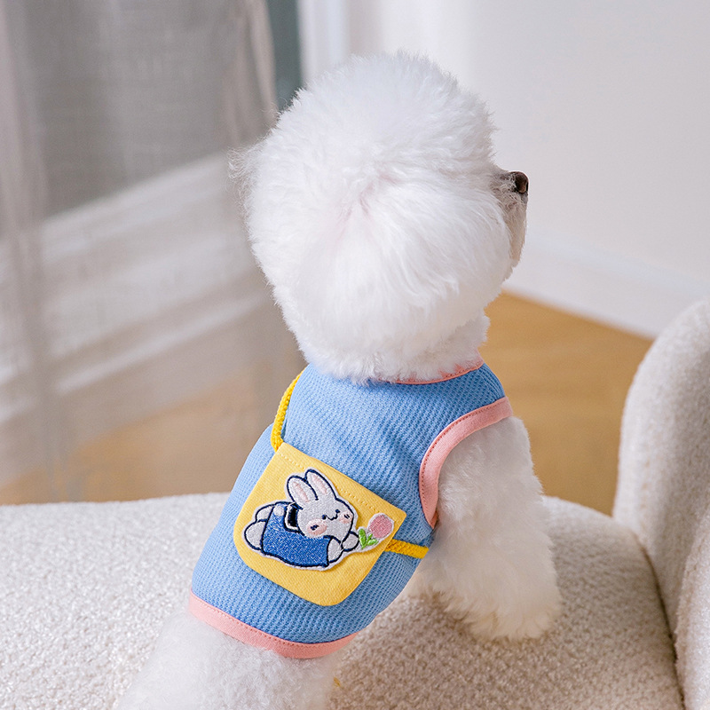 Verano lindo cachorro mochila lindo pequeño animal Satchel chaleco gato ropa de dos patas ropa de perro de peluche para mascotas