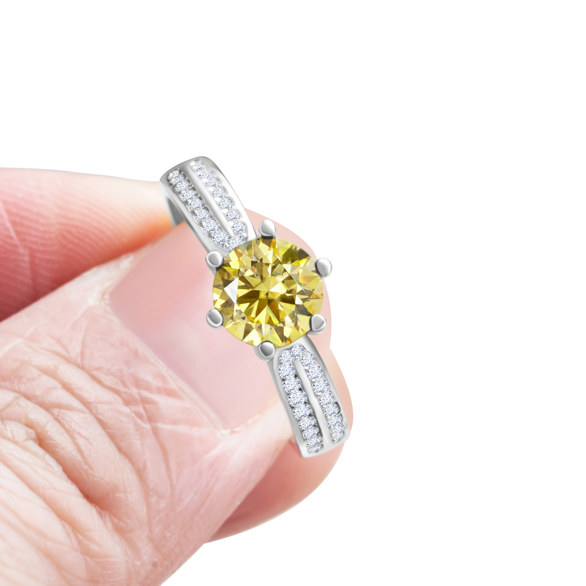 Anillo de piedra de moissan azul de matrimonio de plata esterlina de seis garras de diamante de moissan joyería de mujer joyería de la reina de las estrellas