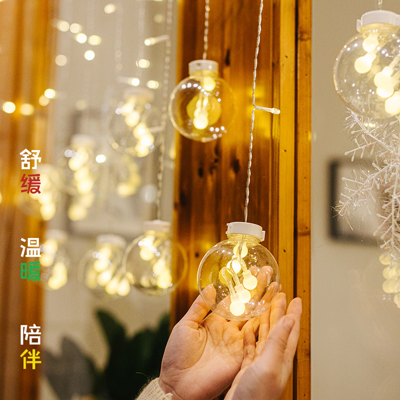 LED 문자열 조명 태양 소원 볼 커튼 조명 작은 둥근 공 크리스마스 조명 모든 하늘 별 공 매달려 조명