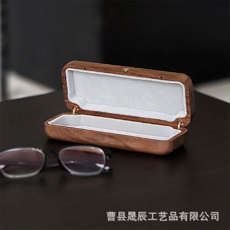 Gafas de madera de estilo americano caso clamshell estudiante miopía gafas caja de almacenamiento portátil gafas de sol caja