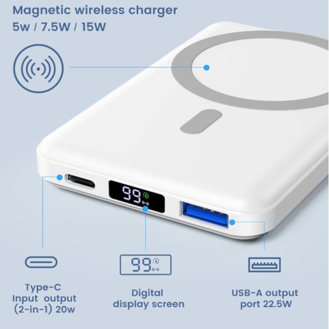 轻巧便携 无线移动电源 磁吸无线充电器 无线充电兼容设备厂家