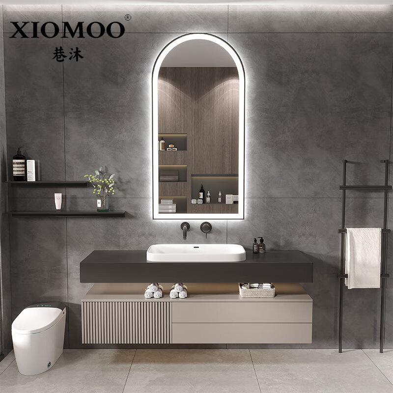 Designer rock plate bathroom cabinet combination solid wood Italian light luxury bathroom wash basin wash table bathroom cabinet