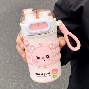 Children's Thermos Cup Female High-Looking a Water Cup New 2025 Cute Student Portable Large-Capacity Direct Drinking Straw Cup