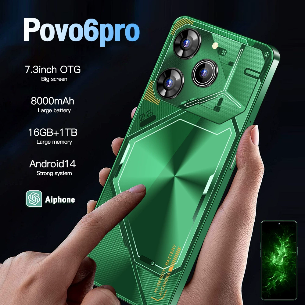 Товарищество на границе новая внешняя торговля мобильный телефон Povo6Pro супер большой экран 16+1T Android смартфон источник фабричная цена