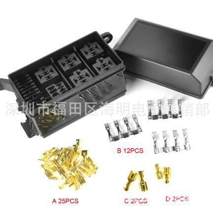 Трансграничная Горячая продажа, коробка безопасности модификации автомобиля, 6-контактный держатель предохранителя с клеммой для проводки