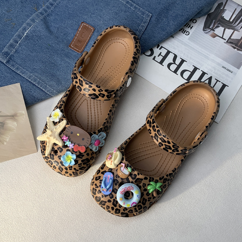 Leopard Print Ballet-Style Parent-Child Clogs for Women, 2026 New Model, Summer Outdoor Non-Slip Sandals, Closed-Toe Slippers