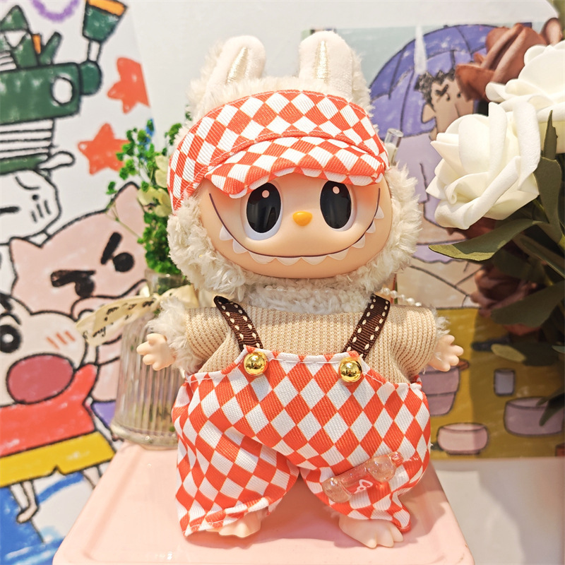 Labubu ベビー服ビニールラブブ 17 センチメートル人形かわいいドレスアップカジュアルスーツスカートぬいぐるみ服|undefined