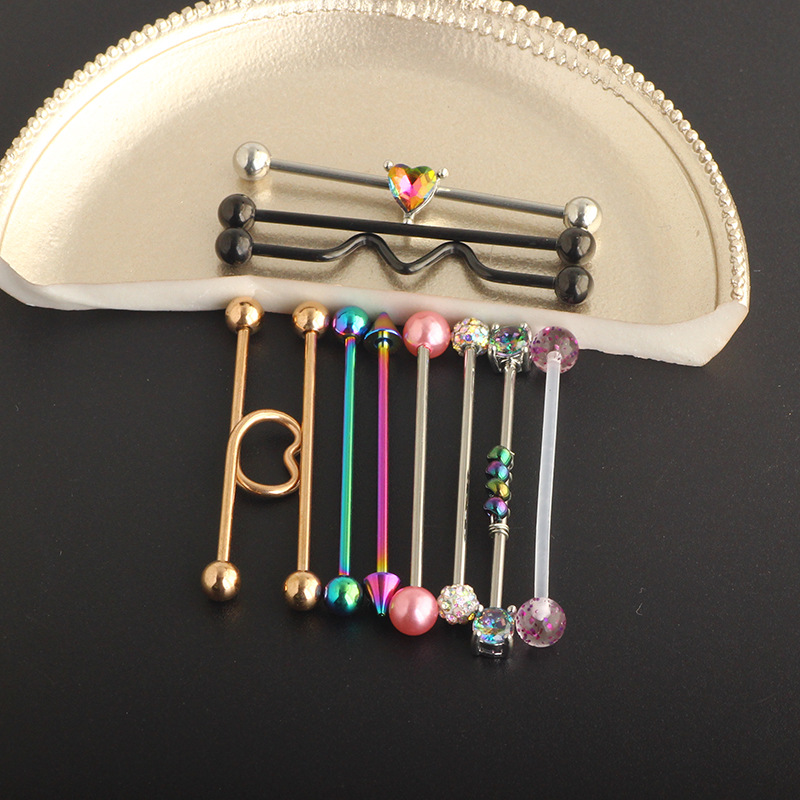 Industrial Barbell Earring Set - 11Pcs Stainless Steel Double Ear Hole Bridge Earrings detail image 8