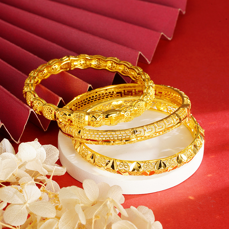 Vietnam antiguo oro hebilla pulsera hueco panal cóncavo-convexo personalidad Yiwu joyería al por mayor vivo caliente