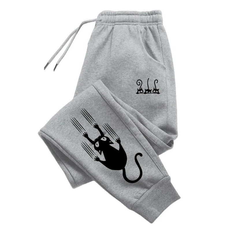 Women's Cute Cat 2D Printed Sweatpants, Daily Casual Sports Jogging Pants, Long Pants