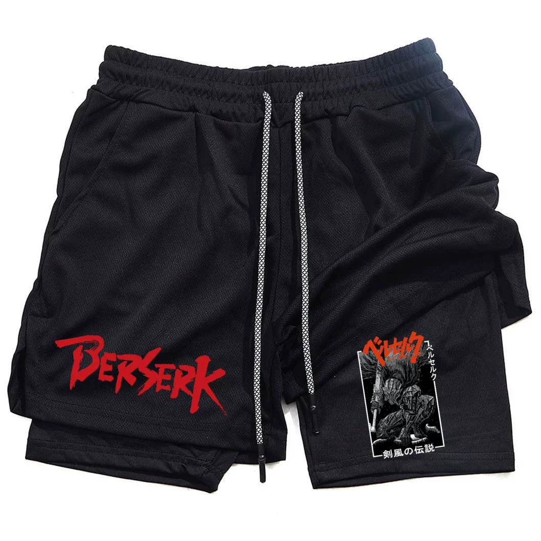 Японский аниме Berserk Лезвие легенда принт мужские спортивные шорты фитнес двойной слой пятисантиметровые