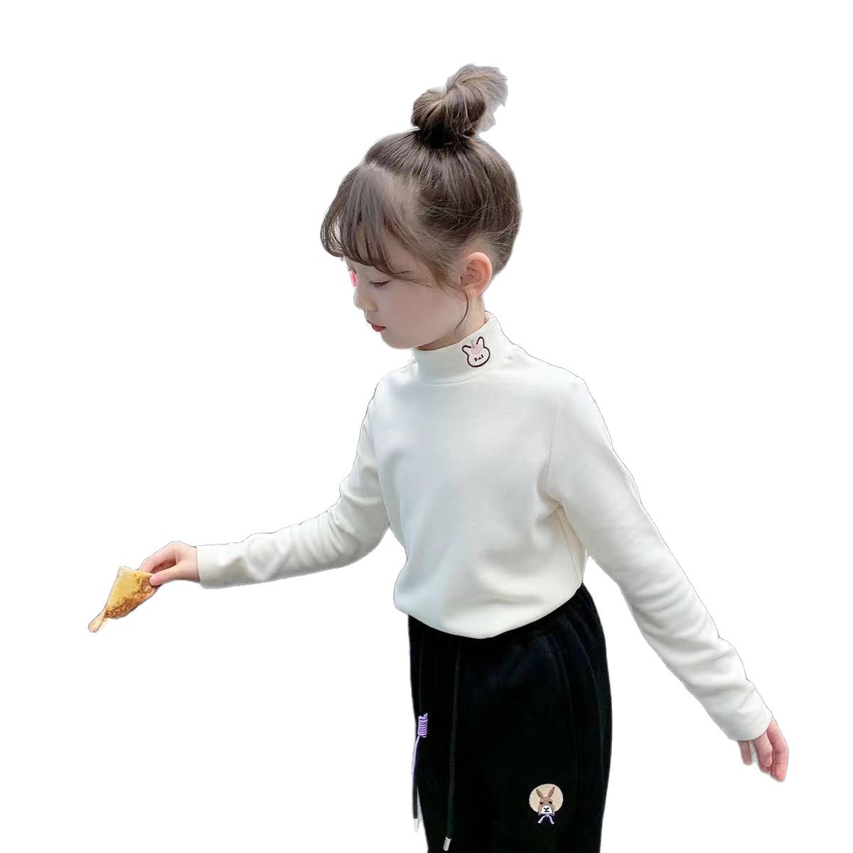 Langarmshirt mit Hasenmuster für Mädchen | Weiches und warmes Thermoshirt für Kinder, ideal für Herbst und Frühling | Größen 110–160 cm_voghion.com