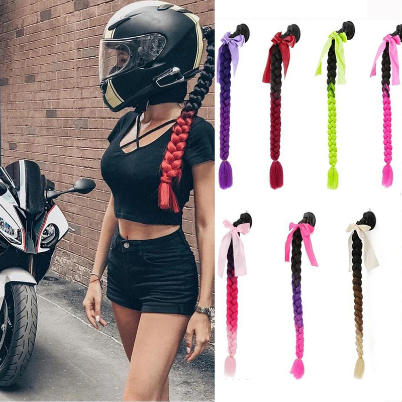 Wig Motorcycle Helmet Braids Wig Color Single Pony Tail Braid Chemical Fiber Sucker Braid Hair ponytail